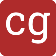 Dark red square with rounded edges and the initials C. G.